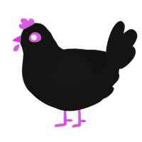 A black chicken with a half-bar pattern