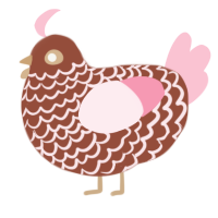 A russet and rose chicken with a lace pattern