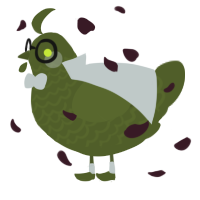 A olive chicken with a lace pattern