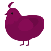A wine chicken with a head pattern