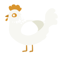 A white chicken with a neck-speckle pattern