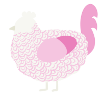 Keith Chickards, a white and pink chicken with a double-lace pattern