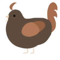 A bark and brown chicken