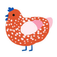 Strawberry Jam, a vermilion and rose chicken with a speckle pattern
