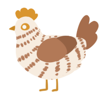 A cream and brown chicken with a bar pattern