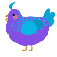 A blurple and cerulean chicken with a half-lace pattern
