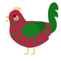 A crimson and leaf chicken with a bar pattern