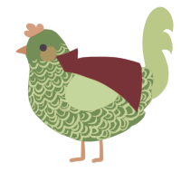 PT9 Smith, a viridian and grass chicken with a double-lace pattern