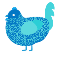 (unnamed), a sapphire and aqua chicken with a double-lace pattern