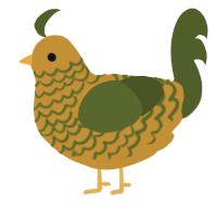A gold and olive chicken with a lace pattern