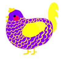 Photofilm, a grass and navy chicken with a lace pattern