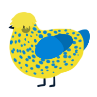 (unnamed), a yellow and sapphire chicken with a speckle pattern