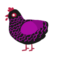 currant, a sable and plum chicken with a lace pattern