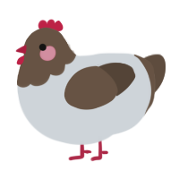 A mist and bark chicken with a head pattern