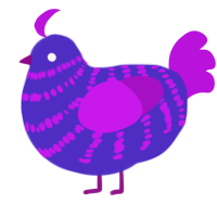A indigo and amethyst chicken with a bar pattern
