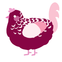 A maroon and rose chicken with a half-lace pattern