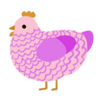 XOXO, a rose and orchid chicken with a lace pattern