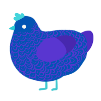 A ultramarine and indigo chicken with a double-lace pattern
