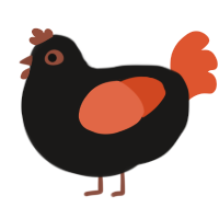 Carnage, a sable and vermilion chicken