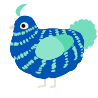 A ultramarine and mint chicken with a bar pattern