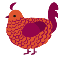 (unnamed), a vermilion and maroon chicken with a lace pattern