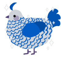A mist and ultramarine chicken with a lace pattern