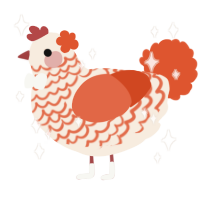 Muk Luk, a cream and vermilion chicken with a lace pattern