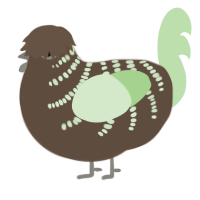 A bark and gluppy chicken with a half-bar pattern
