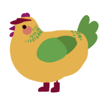 A orange and viridian chicken with a neck-band pattern
