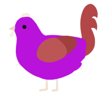 marvelous patootie, a amethyst and red chicken