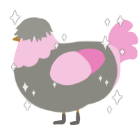 Glitter Lamp, a ash and pink chicken with a head pattern