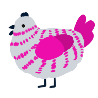Pastel Goth, a mist and fuchsia chicken with a bar pattern