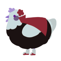 Iris, a sable and silver chicken with a head pattern
