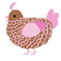Coco Berry, a brown and pink chicken with a lace pattern