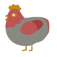 Road work ahead, a ash and red chicken with a head pattern