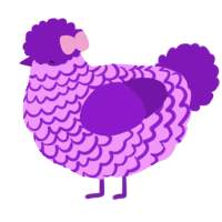 Bonita, a lavender and violet chicken with a lace pattern
