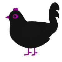 SLAY anegg, a black chicken with a double-lace pattern