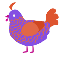 davesport, a blurple and vermilion chicken with a lace pattern