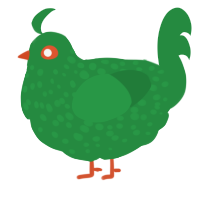 Failure 34, a viridian chicken with a speckle pattern