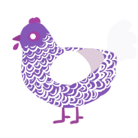 A violet and rose chicken with a double-lace pattern