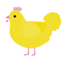 pee, a yellow chicken with a half-lace pattern