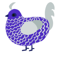 A indigo and silver chicken with a lace pattern