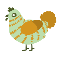 A gluppy and ochre chicken with a bar pattern