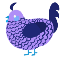 A lilac and navy chicken with a lace pattern