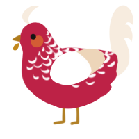 A crimson and cream chicken with a half-lace pattern