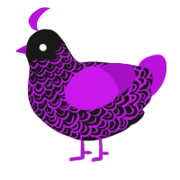 amethyst, a sable and amethyst chicken with a double-lace pattern