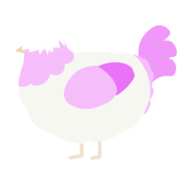 A white and lavender chicken with a head pattern