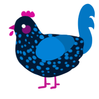 Zhorter, a tumblr and sapphire chicken with a speckle pattern