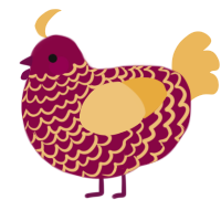 A maroon and honey chicken with a lace pattern