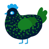 A tumblr and leaf chicken with a speckle pattern